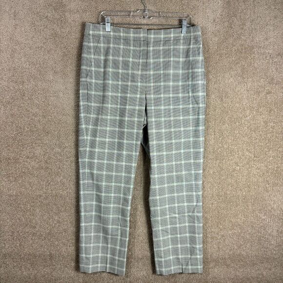 J. Crew Kate Straight Pants Women's 12 Green Plaid Italian Stretch Wool Trousers - Picture 2 of 12